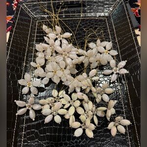 Bulk of handmade beaded white color flowers for bridal wedding event Decor craft